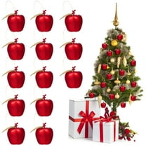 LEDMOMO 24Pcs Red Apple Ornaments Christmas Tree Decorations with Electroplated Finish