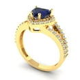 thumbnail image 2 of Halo Engagement Ring for Women - 1.49ct Simulated Blue Sapphire in 18K Yellow Gold Promise Ring, 2 of 6