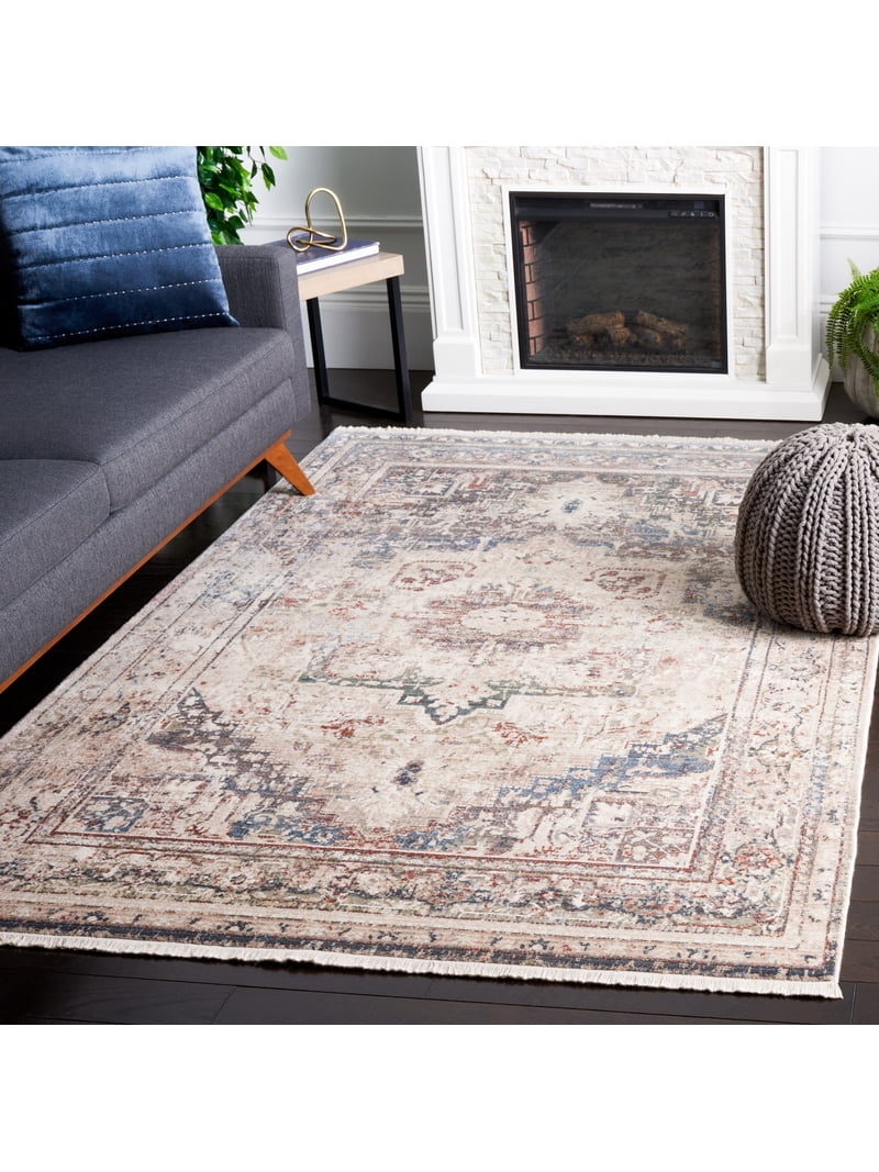 SAFAVIEH Vintage Persian Tarek Medallion Polyester Area Rug, Ivory
