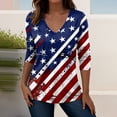 thumbnail image 2 of MEICHEN Women's 250th Anniversary American Flag Shirt V Neck Long Sleeve Patriotic T Shirt 4th of July Casual Summer Tops, 2 of 4