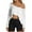 A-White1502, variant on Womens One Shoulder Crop Top Long Sleeve Asymmetrical Hem Blouse Flowy Casual Party Wear Crop Tops