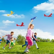 TiokMc Foam Airplane Launcher Toy Set, 3 Pack Catapult Planes with 2 Flight Modes and Stickers, Outdoor Flying Toys for Kids Boys Girls Ages 4-10