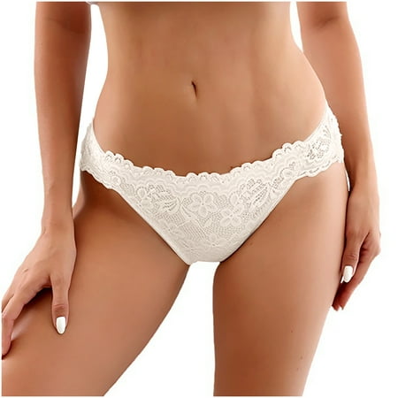 Bigersell Thong Underwear Clearance Womens Boy Shorts Underwear Boyshort Thongs Panty Style P-1454 Cotton Boyshort Panties Lace Thong Briefs Mid Waist Women Cheeky Panties White M