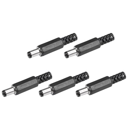 Unique Bargains 5Pcs DC Male Connector 5.5mm x 2.5mm x 9mm Power Cable Jack Adapter Black price history on PriceWatchPro