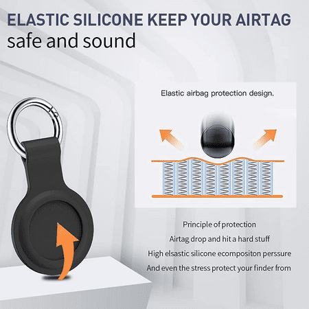 Airtags Case with Keyring Silicone Holder for Apple Finder Tracker Air Tags Waterproof Protector Accessories for Pet Dogs Collar Strap, airtag keychains Black/Gray/Blue/White