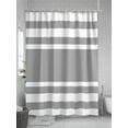 thumbnail image 5 of Grey Stripe Shower Curtain, Geometric Pattern White Stripes Modern Waterproof Shower Curtain Set with 12 Hooks Lightweight Washable Fabric Shower Curtains for Bathroom 72x78 Inches, 5 of 6
