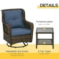 thumbnail image 6 of Aimee Lii Patio Bistro Set, Porch Furniture with 360° Rotation & Rocking Function, 28.25"x30.75"x36.25", Modern Patio Furniture for Outdoor Gardens, Backyard, Dark Blue, 6 of 19