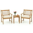 thumbnail image 2 of Kepooman 3 Piece Wood Patio Furniture Set with Seat Cushions and Acacia Wood Frame-White, 2 of 7