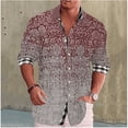 thumbnail image 1 of Camisa de diseño nuevo de diseñador , informal, suave, cómoda, sedosa, para hombre, con rombos geométricos, rojo y azul, para hombre, 1 of 6
