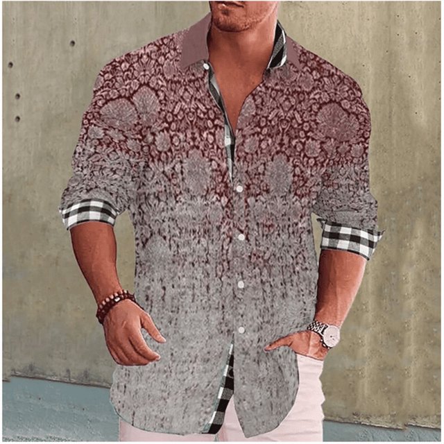 Camisa de diseño nuevo de diseñador , informal, suave, cómoda, sedosa, para hombre, con rombos geométricos, rojo y azul, para hombre