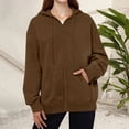 thumbnail image 6 of Soft Fleece Zip-Up Hoodie for Women, Long Sleeve Drawstring Open Front Sweatshirt - Loose Fit Casual Fall Winter Jacket Earthy Yellow L, 6 of 6