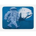 thumbnail image 1 of Astronaut Bath Mat, Astronaut Proudly Walks Moon in Backdrop Walk on the Moon Space Adventure, Non-Slip Plush Mat Bathroom Kitchen Laundry Room Decor, 29.5 X 17.5 Inches, Night Blue White, Ambesonne, 1 of 2