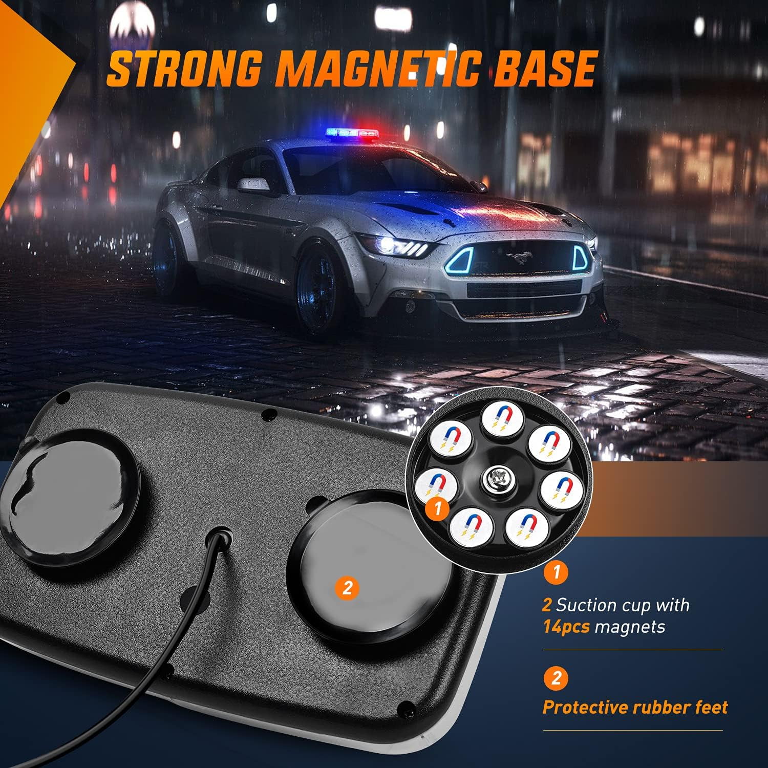 Nilight 12inch Roof Top Strobe Lights 48Led Hazard Light Emergency Safety Warning Led Flashing Light Bar Magnetic Mount 12V 24V Cars Trucks Tractors Snow Plows Construction Vehicles