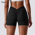 thumbnail image 4 of Pantalones cortos de Yoga con escote en V en la espalda para mujer, pantalones cortos deportivos de cintura alta para entrenamiento, mallas deportivas para correr y ciclismo, ropa deportiva para mujer, 4 of 5
