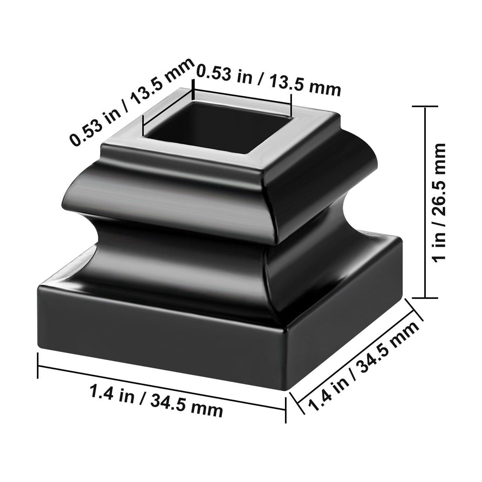 Railing Shoes 50-Pack 1/2 Inch Square Aluminum Alloy Base with Screw Holes for Staircase Railings Installation