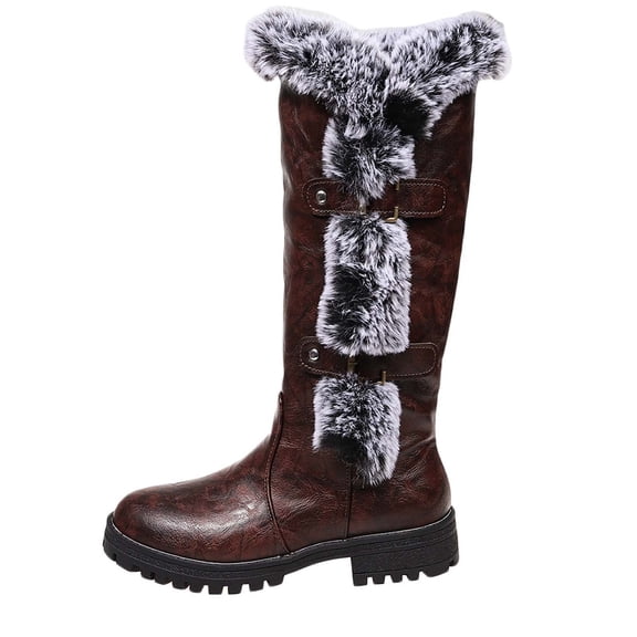 Boots for Women,Women Winter Lined High Knee Boots With Platform Insulated Thick Sole For Cold Weather Comfort And Warmth Footwear,Knee High Boots Women,Brown,8.5