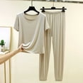 thumbnail image 2 of Bixock Women Pajamas Set Loungewear Sleepwear 2 Piece Pjs Short Sleeve Crew Neck Top Elastic Waist Jogger Pant Loose Stretch Light Summer Casual Indoor Women Clothings, 2 of 4
