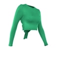 thumbnail image 4 of Seyurigaoka Women Knitted Ribbed Crop Tops Solid Color Round Neck Long Sleeve Tie-Up Backless T-Shirts Spring Autumn Slim Fit Streetwear, 4 of 9