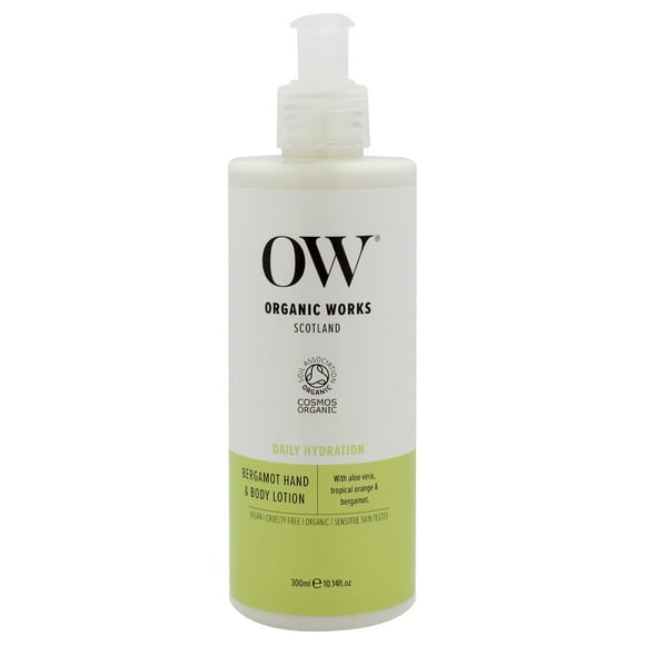 Loción de hidratación diaria para manos y cuerpo Organic Works Bergamota unisex Loción corporal 10,14 oz
