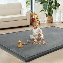 Teler Baby Play Mat for Floor, 1.18" Thick Foam 50"×50" Playmat, Ultra-Soft Plush Feel & Non-Slip Backing Safe for Infants, Toddlers Crawling, Dark Grey