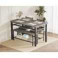 thumbnail image 3 of Towallmark 47'' Modern Farmhouse Dining Table Set for 4 with Bench and Chairs, Storage Shelf, Metal Frame, Space-Saving Design for Dining Room, Kitchen, Apartment (Gray), 3 of 9