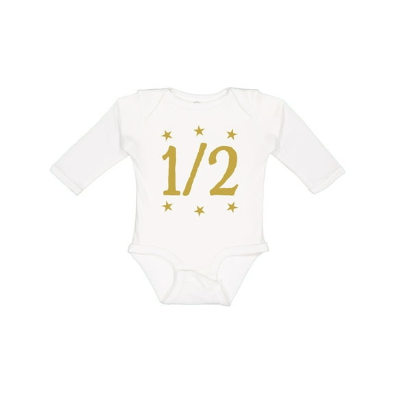 Inktastic Half Birthday Gold Stars Boys or Girls Long Sleeve Baby Bodysuit