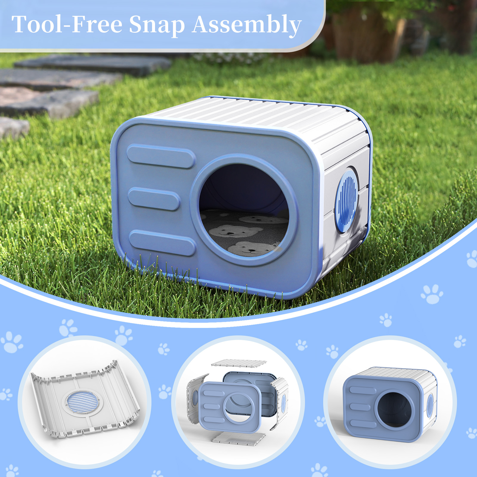 EasyUp Cat House for Indoor & Outdoor Cats, Resin Weatherproof Cat House with Camera-Shaped Design, Versatile for Home & Yard Use