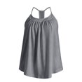 thumbnail image 6 of OOOUM Women Pleated T Back Tank Top Solid Spaghetti Strap Pullover Scoop Neck Flowy Loose Fit Lightweight Beach Casual Layering Camisole Grey XXXL, 6 of 6