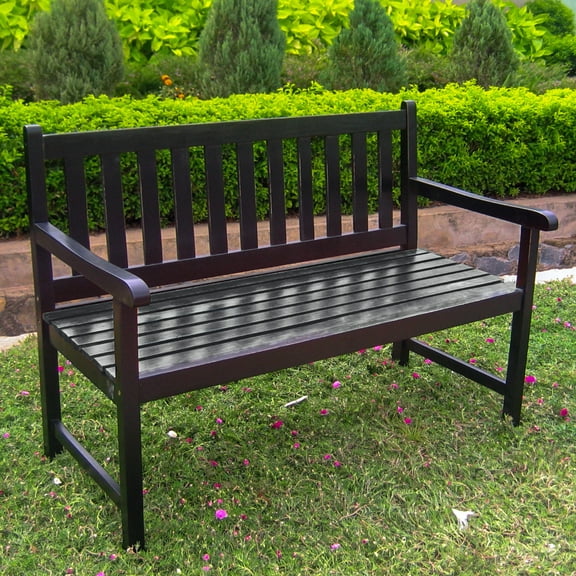 Highland Acacia Wood 49-inch Bench - Black