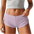 thumbnail image 3 of oelaio Low Rise Booty Shorts Micro Mini Pajamas Shorts for Women Cute Boy Short Side Slit Ruched Lounge Pj Bottoms Purple M, 3 of 7