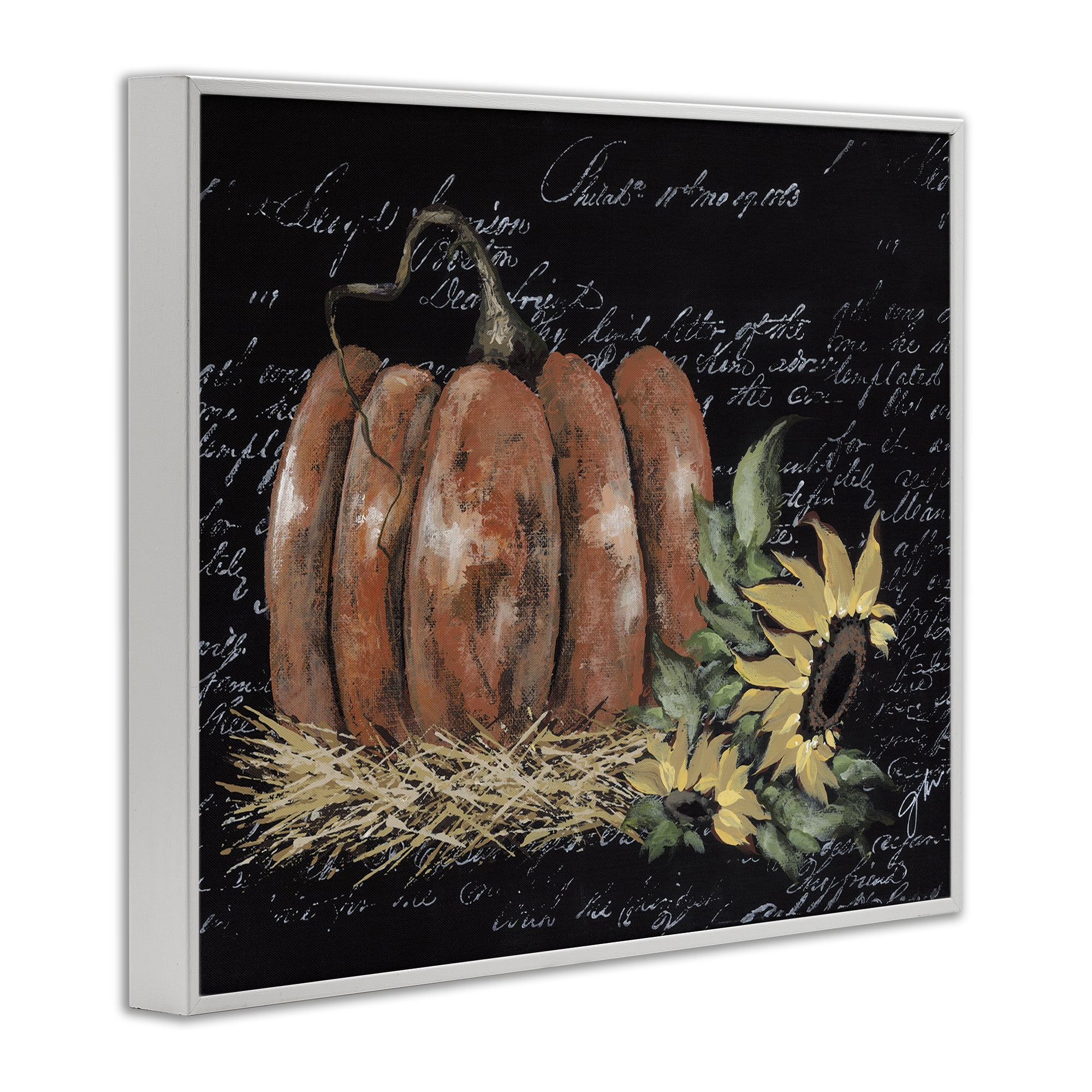 Stupell Industries Autumn Country Pumpkin Botanical & Floral Painting White Framed Art Print Wall Art, 14 x 11