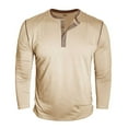 thumbnail image 5 of KHONTS Men's Henley Long Sleeve Shirts Casual Button T-Shirt Classic Basic Cotton Lightweight Stylish Pullover Tees Beige XXXL, 5 of 7