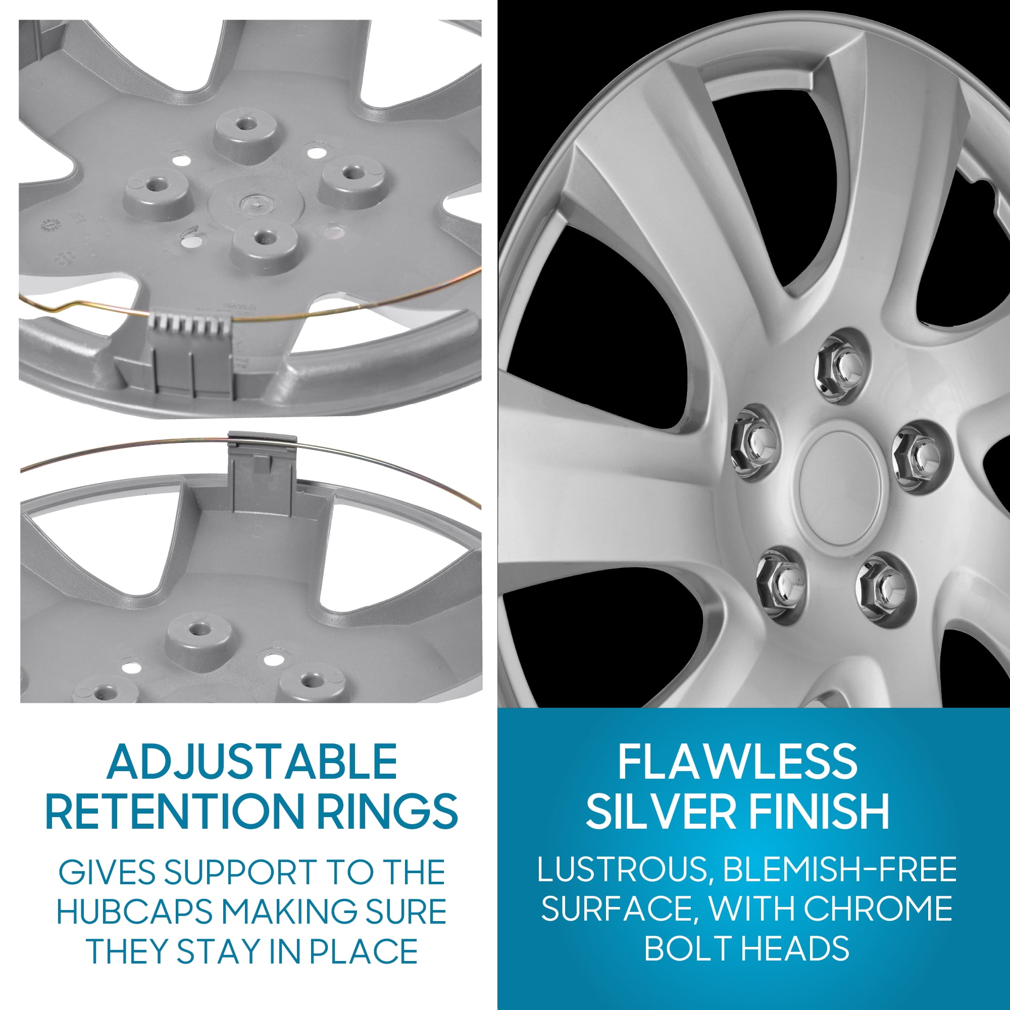 (4-Pack) BDK Premium Hubcaps 16" Wheel Rim Cover Hub Caps OEM Style Replacement Snap On Car Truck SUV - 16 Inch Set