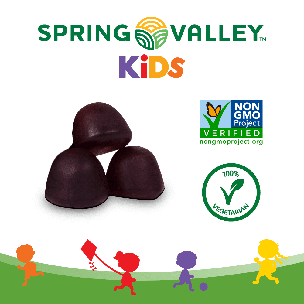 Spring Valley Kids Non GMO Elderberry Vegetarian Gummies for Immune System Support, Elderberry Flavor, 120 Count
