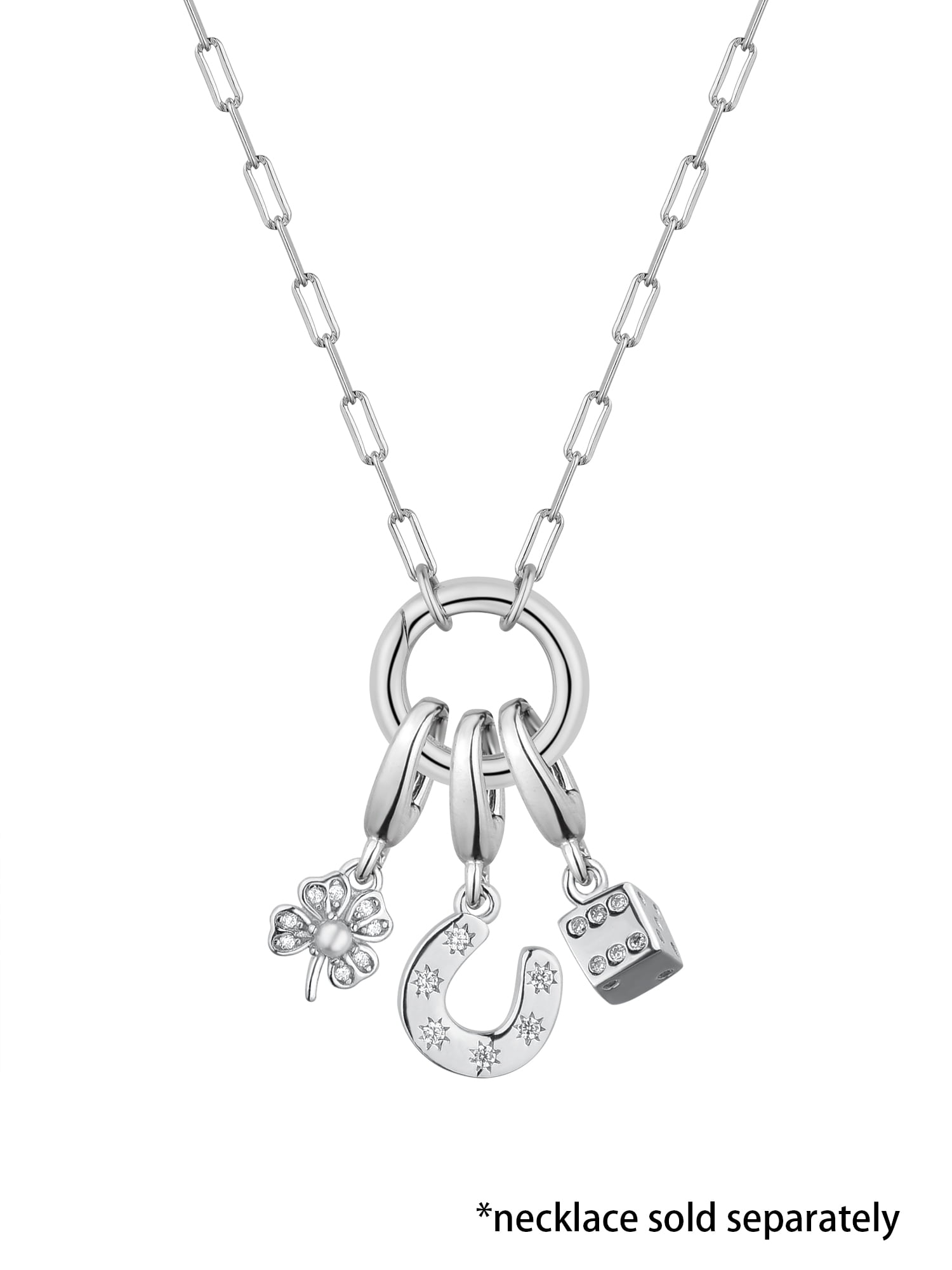 Brilliance Fine Jewelry Simulated Diamonds Good Luck Charm Set in Sterling Silver