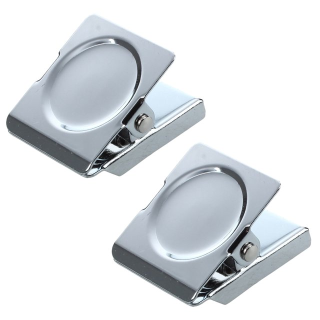 2X Silver Tone Spring Loaded Memo Ticket Magnetic Fridge Wall Clip,2 x Magnetic Wall Clip,Silver Tone