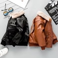 thumbnail image 4 of Chaqueta de cuero con forro polar de invierno para niños Chaqueta de cuero PU atractiva para niños Ropa de invierno Ropa de abrigo gruesa para niños, 4 of 6