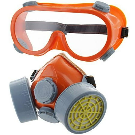 Ram-Pro Twin Cartridge Respirator with Safety Goggles - Full Face Respirator Gas Mask Professional Organic Vapor Reusable Respirator Widely Used in Paint, Dust,