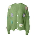 thumbnail image 6 of Womens Ribbed Knit Cardigan Embroidery Detail Button Front Open Sweater Coat, 6 of 7
