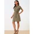 thumbnail image 3 of DARING DIVA Collared Short Sleeve Pocket Belt Button up Shirt Dress XL Tan, 3 of 6