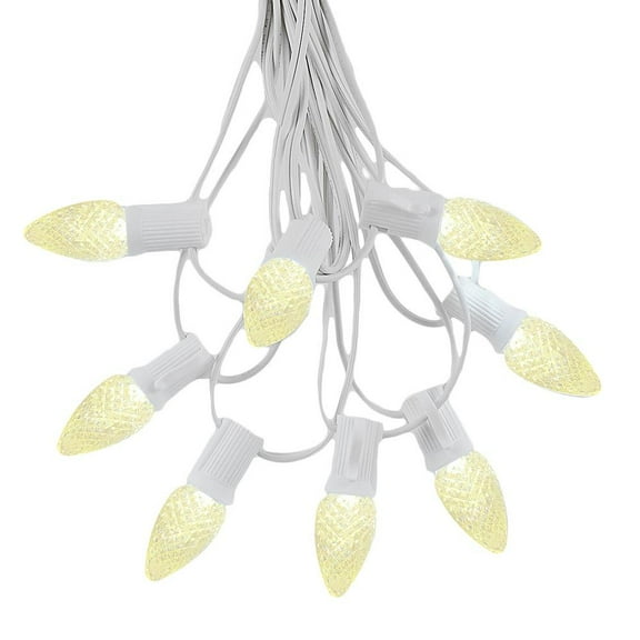 Novelty Lights 25 Foot C7 LED Christmas Light Set, Hanging String Lights, White Wire Clear