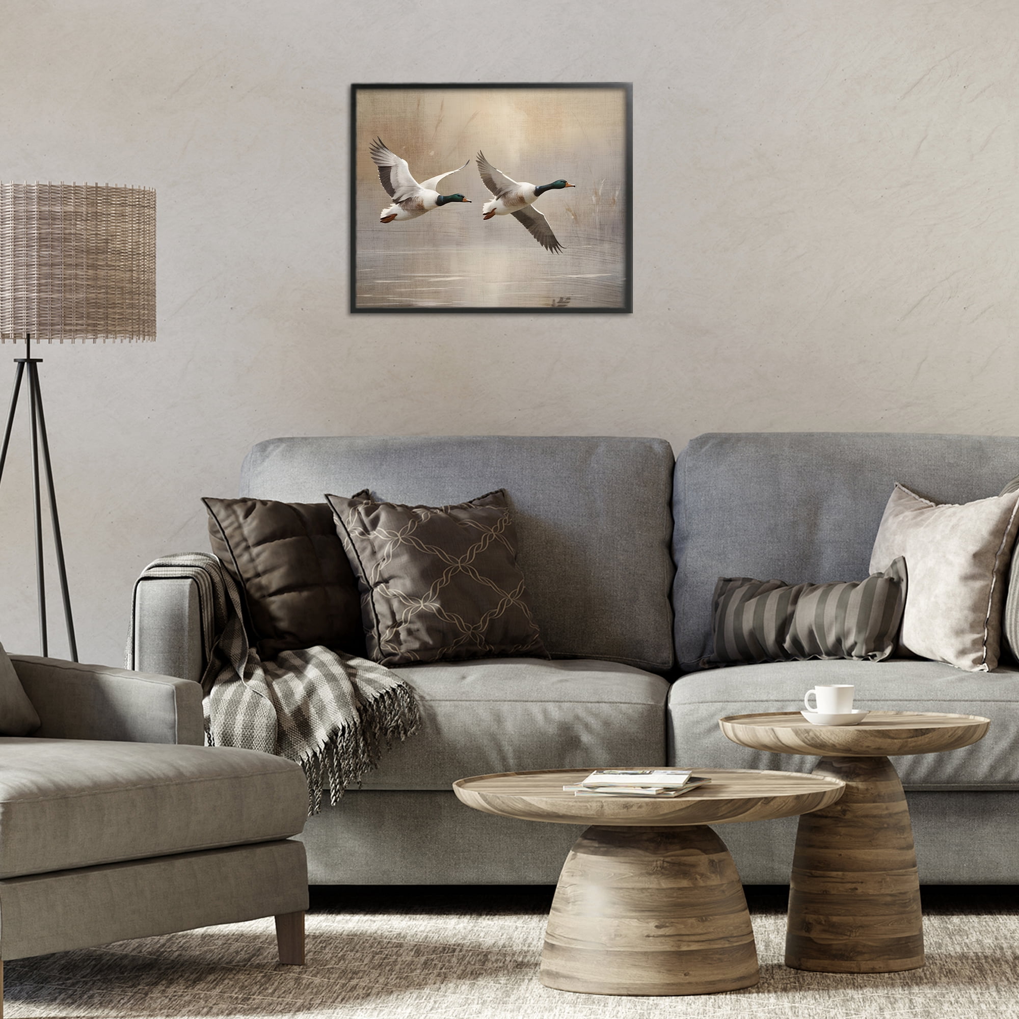Stupell Industries Mallard Ducks over Pond Black Framed Giclee Art, design by Susan Arnot