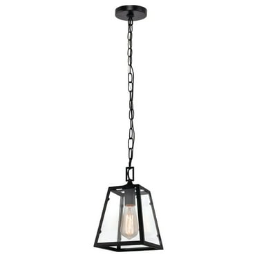 Home Decorators 1-Light Matte Black and Glass Mini Pendant- New