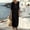 *Black, variant on ClodeEU Women's V Neck Half Button 3/4 Sleeve Maxi Dress,Casual Vacation Dress Black,Women's Plus L
