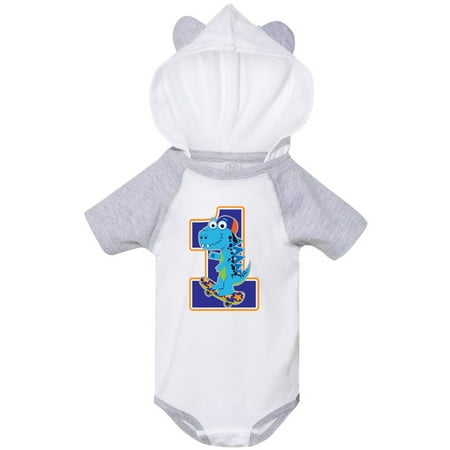 

Inktastic Skateboarding 1st Birthday Boy Dinosaur Gift Baby Boy Bodysuit