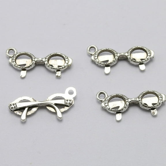 OUNONA 20PCS Alloy Eyeglasses Spectacles Pendants Charms DIY Jewelry Making Accessory for Necklace Bracelet (Antique Silver)