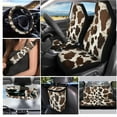 thumbnail image 3 of XYZCANDO Animal Fur Print Center Mirror Cover Coasters Car Seat Cover Steering Wheel Cover Seat Belt Cover Keychain Lipstick Cover Car Trash Can Easy Installation Lightweight Universal for Cars, 3 of 5