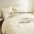 thumbnail image 4 of Fluffy  Comforter Set - Ultra-Soft Cream White Flannel Thick Comforter for  Bed, Luxury Warm Bedding Set for Winter & Fall, Cozy Fuzzy Bed Set 3 Pieces (1 Comforter & 2 Pillowcases), 4 of 7