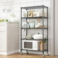 thumbnail image 2 of 5 Tier Wire Shelving Unit on Wheels, Adjustable Storage Racks and Shelving, Heavy Duty Rolling Metal Shelves with Side Hooks for Laundry Bathroom Kitchen Garage Pantry Organization, Black, 2 of 10