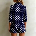 thumbnail image 5 of Polka Dot Two Piece Set for Women, Long Sleeve Button Down Shirt & Elastic Waist Shorts - Casual Summer Vacation Outfit with Pockets Navy L, 5 of 5